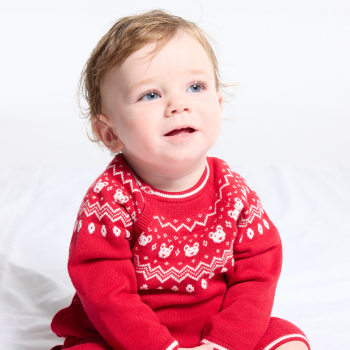 سالوبيت طويل تريكو منسوج أحمر للرضع من الجنسين